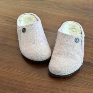 Birkenstock Light Pink Wool Zermatt shearling lined clogs